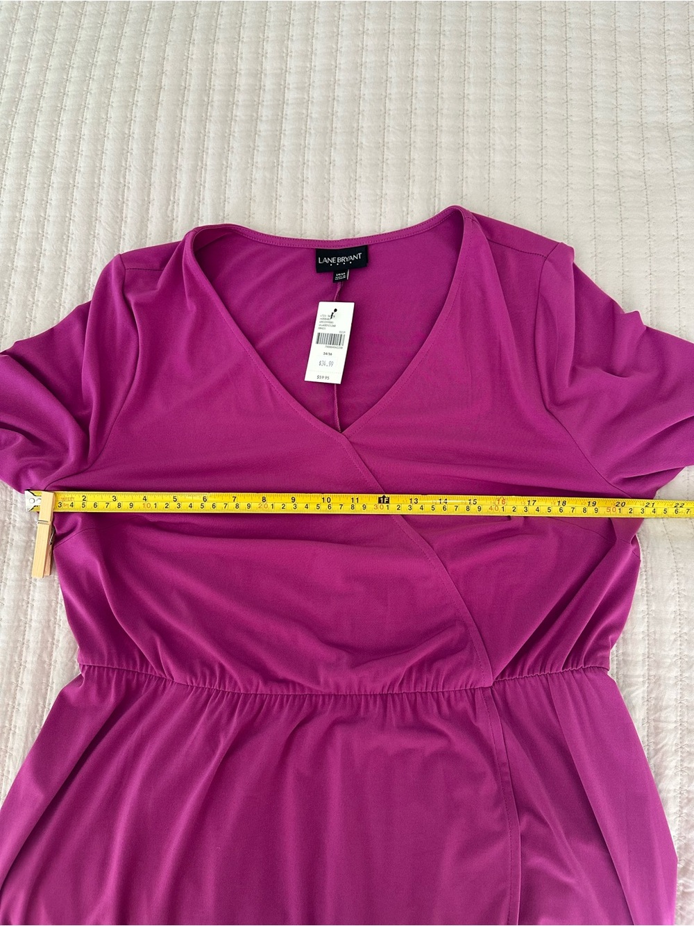 Lane Bryant Magenta Faux-Wrap High-Low Midi Dress - Picture 9 of 15